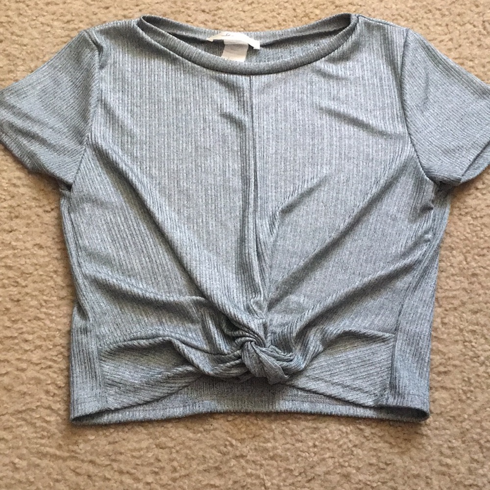 Silver tie front crop top S